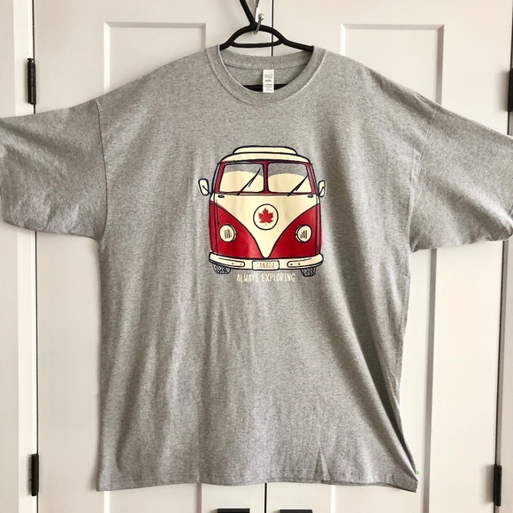 Canada, Camper Van, Always Exploring, Red, Maple Leaf, T Shirt, NEW, Mens, XXL - Picture 1 of 7